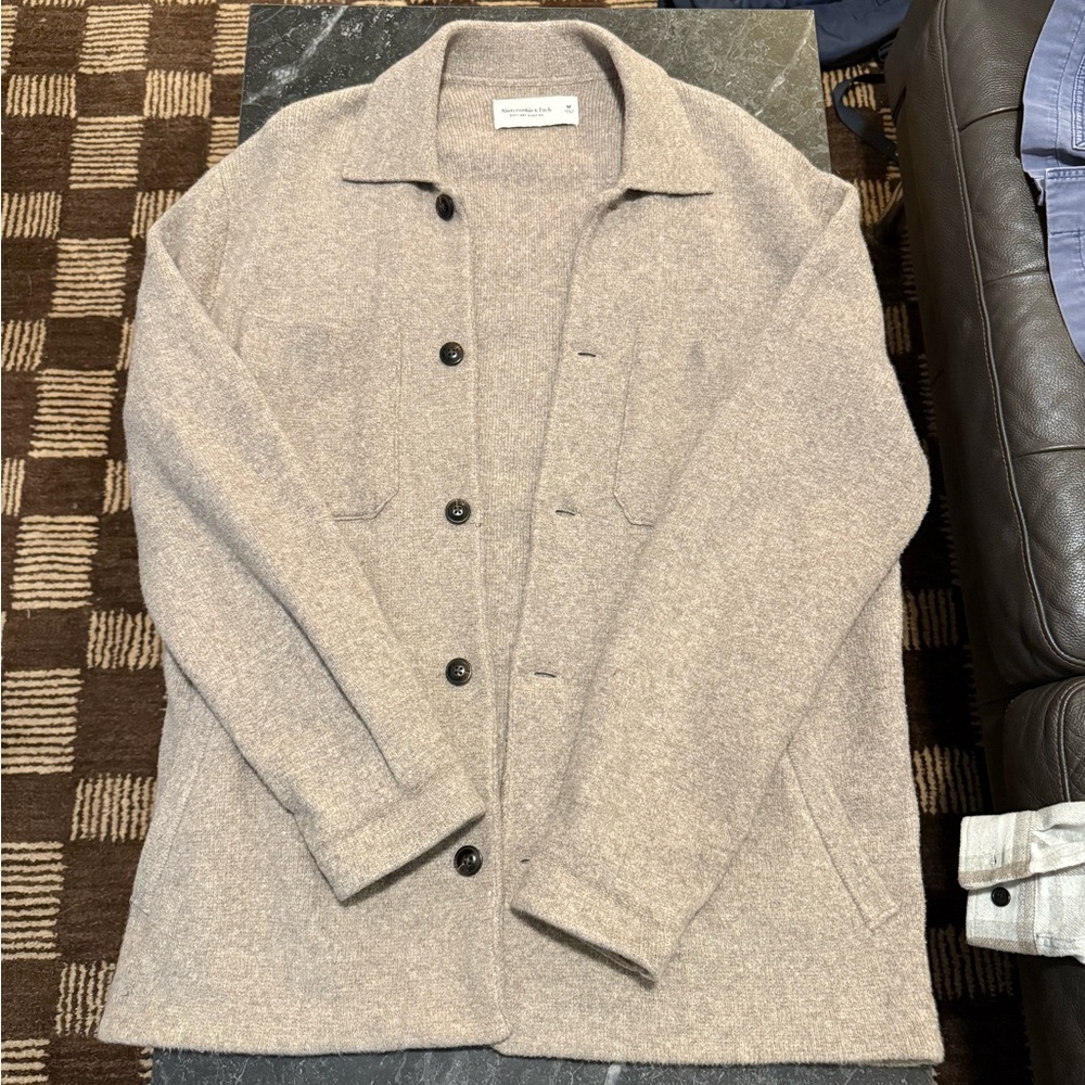 Men's Abercrombie Beige Oversized Cardigan